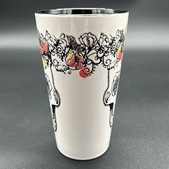 Floral Skull Latte Mug for Dia de los Muertos - Picture 2 of 8